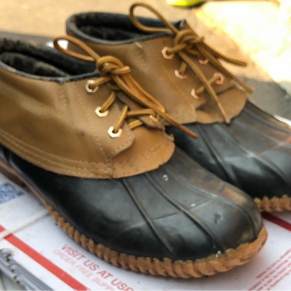 Hush Puppies Men’s Brown Leather Unlined Lace-up Rain Ankle Duck Boots Size 11 - Picture 4 of 11